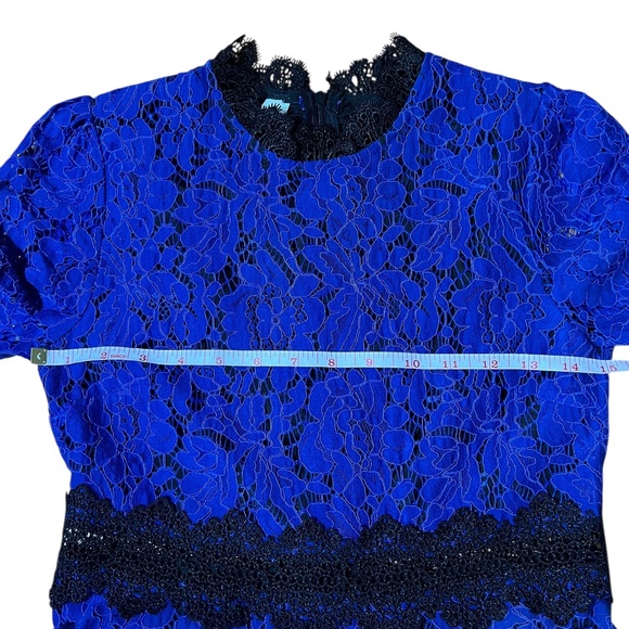 Cobalt Blue & Black detail Lace Midi Dress Size 4 - Picture 8 of 10